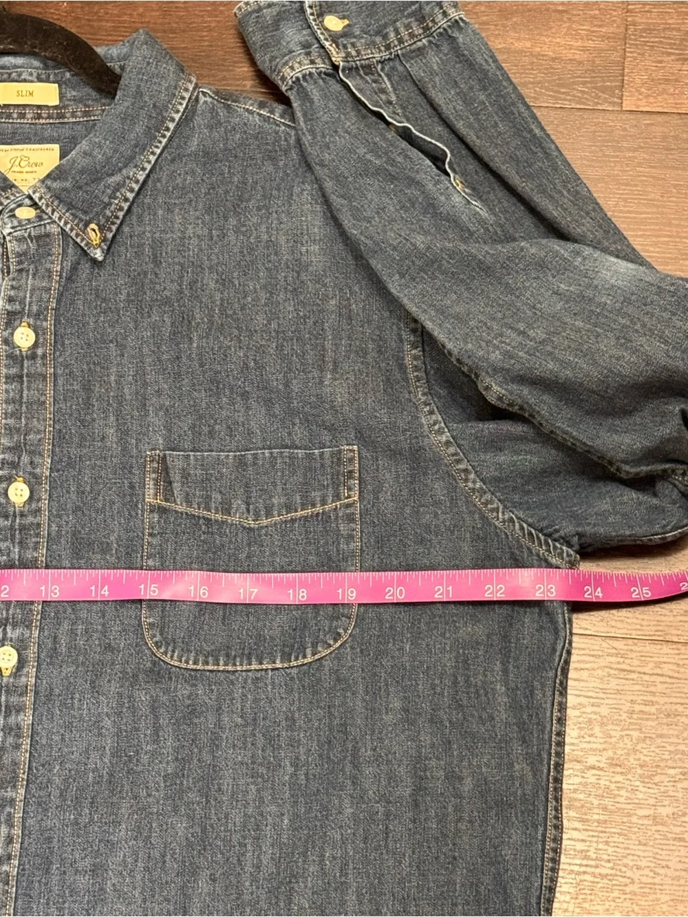 J.Crew Men's Slim Fit Denim Button Down Shirt XL Indigo Blue Long Sleeve